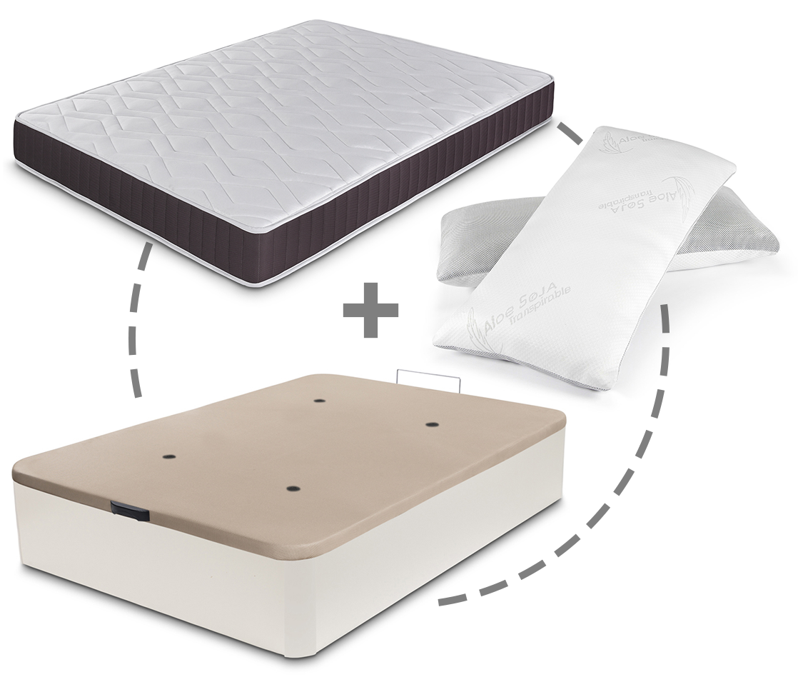 Pack canapé abatible + colchón + almohada 105x190 Blanco