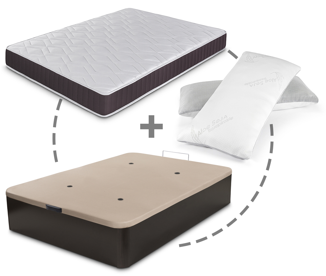 Pack canapé abatible + colchón + almohada 105x190 Wengué